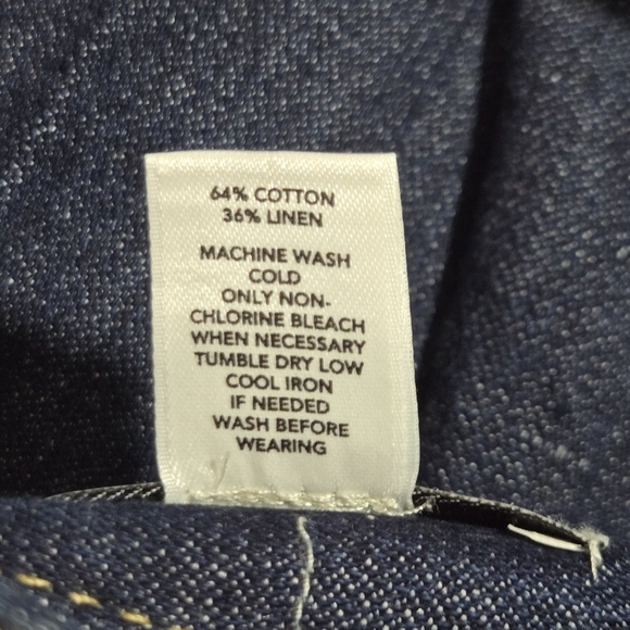 Ann Taylor LOFT Petites Linen Blend Dark Wash Wide Leg Capri Denim Jeans Size 2P - Picture 8 of 9